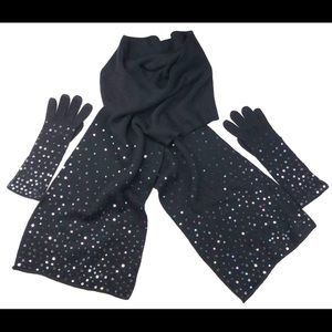 BLACK SEQUIN SCARF SET